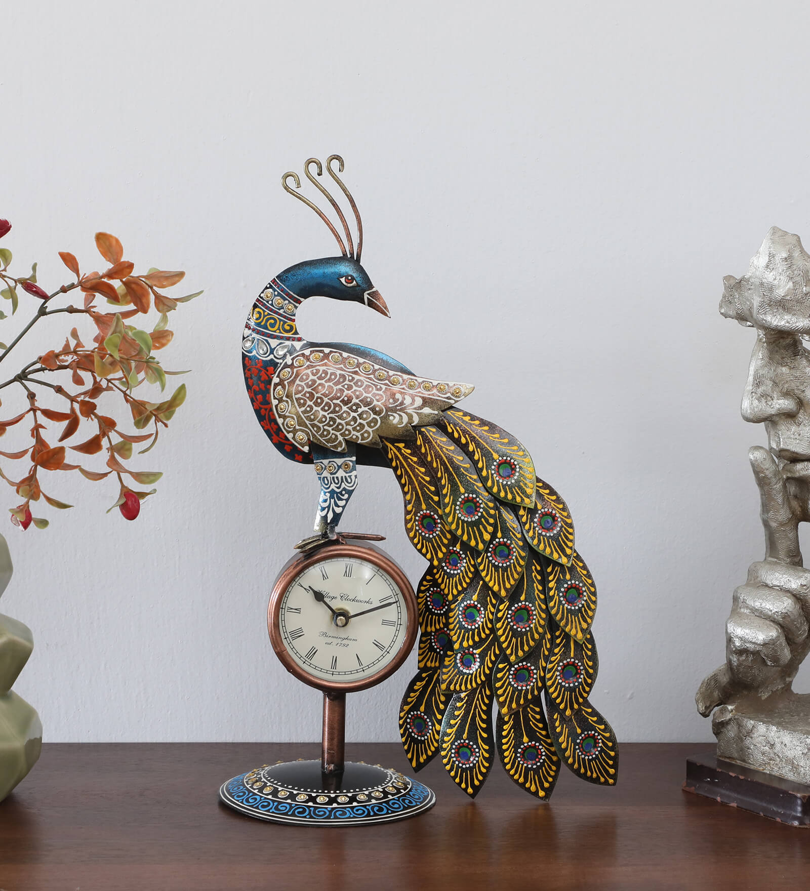 Decorative Peacock Clock - SWASTIK CREATIONS The Trend Point