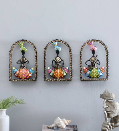 Decorative Safa Doll S /3 Multicolour Metal Wall Art - SWASTIK CREATIONS The Trend Point