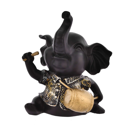 Swastik Trend Point Elephant Playing Musical Instrument Sculpture for Home Decor Showpiece Figurine -16