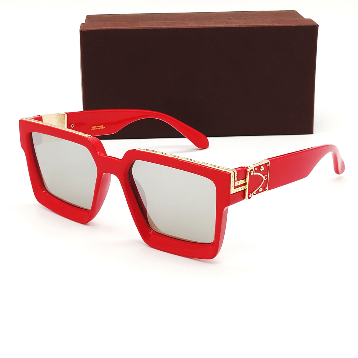 Silver ASTROINER Square Sunglasses (SUN-LV-96006-SIL3GLD-RED) SWASTIK CREATIONS The Trend Point