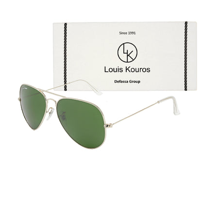 Green Armstoner Aviator Sunglasses (SUN-LK-3026-GRN1SIL-M)