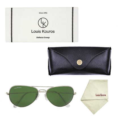 Green Armstoner Aviator Sunglasses (SUN-LK-3026-GRN1SIL-M)