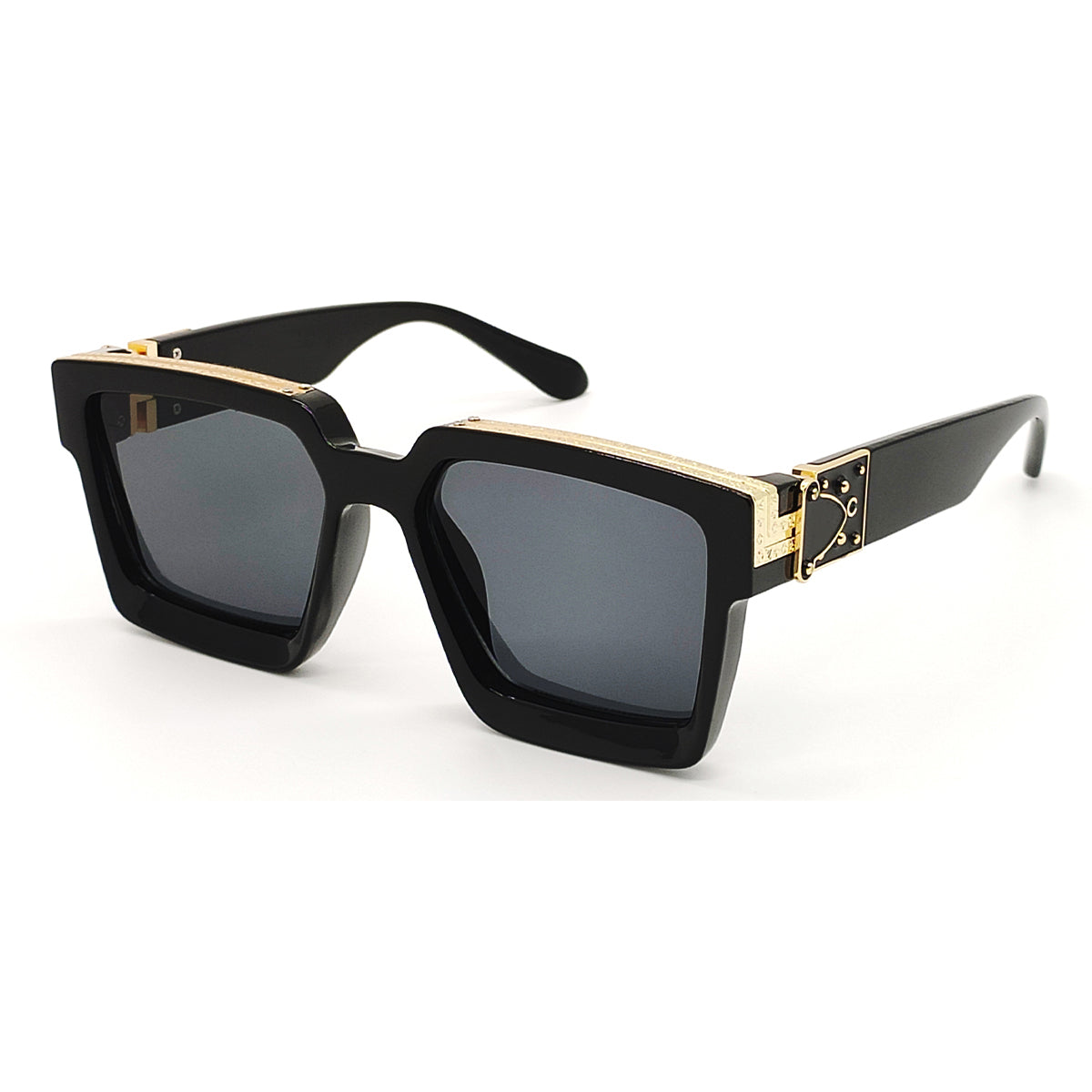 Black ASTROINER Square Sunglasses (SUN-LV-96006-BLK1GLD-BLK) SWASTIK CREATIONS The Trend Point