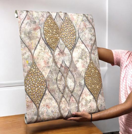 Embossed Gold Pattern Wallpaper (set of 2) - SWASTIK CREATIONS The Trend Point