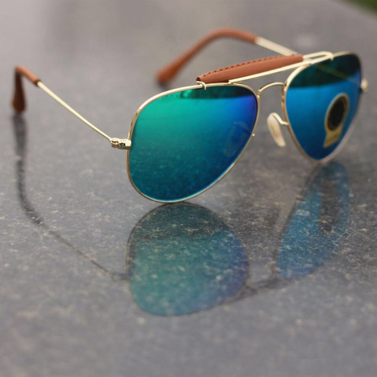 Aqua Green Novaper Aviator Sunglasses (SUN-RN-3422-AQG3GLD-M) SWASTIK CREATIONS The Trend Point