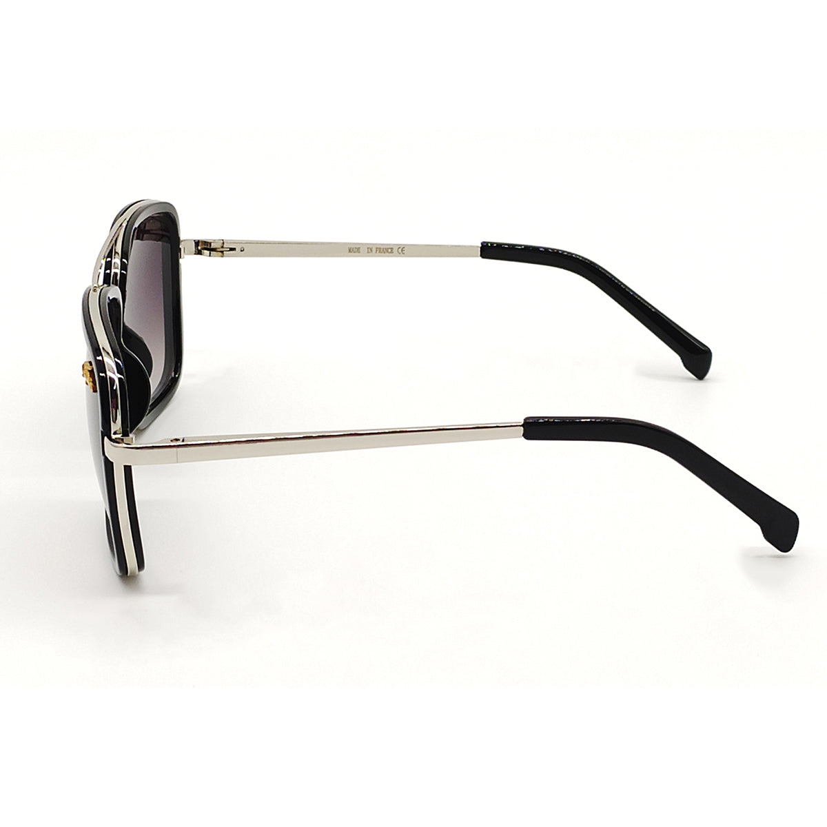 Black HUMBLEE Square Sunglasses (SUN-LC-0652-BLK2SIL-LARGE)