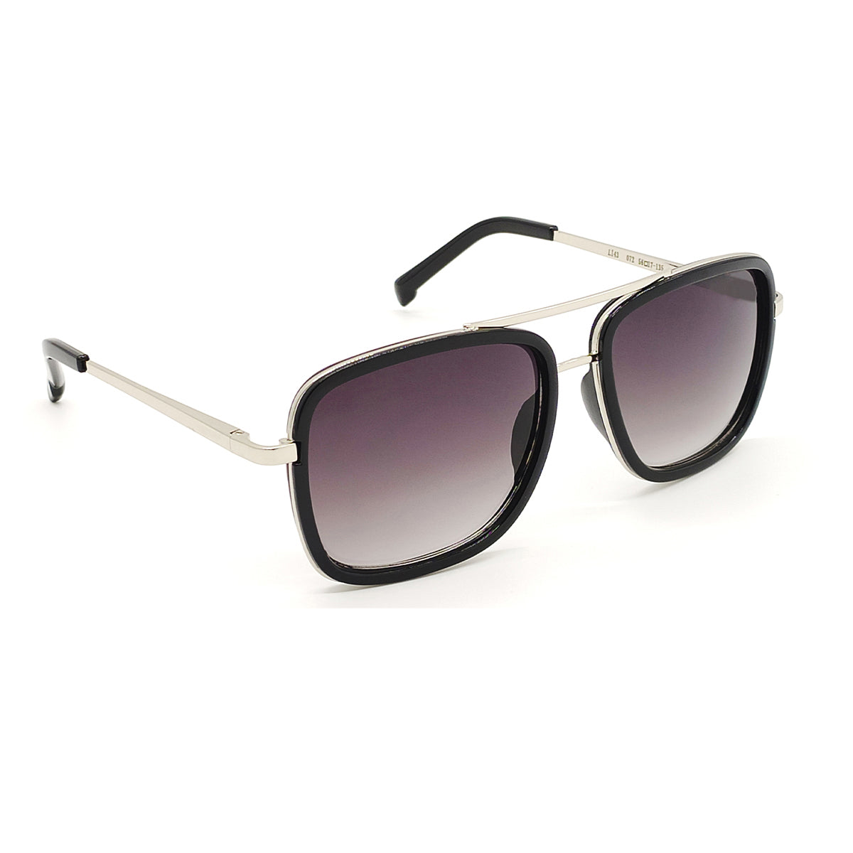 Black HUMBLEE Square Sunglasses (SUN-LC-0652-BLK2SIL-LARGE)