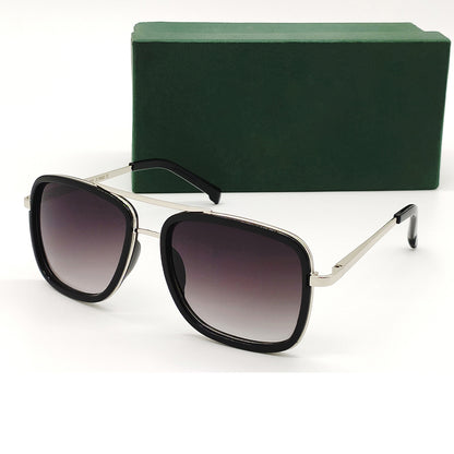 Black HUMBLEE Square Sunglasses (SUN-LC-0652-BLK2SIL-LARGE) - SWASTIK CREATIONS The Trend Point