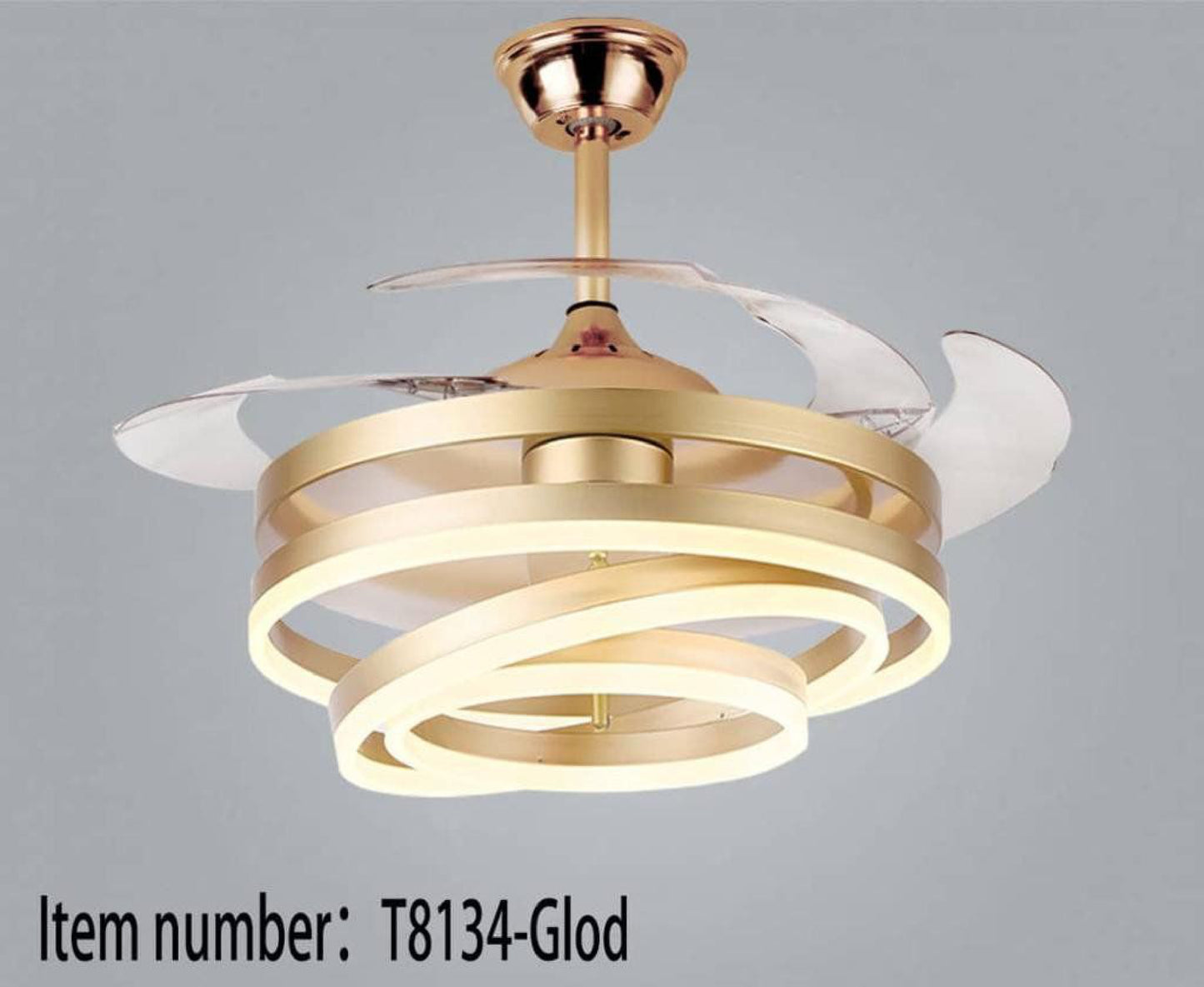 Luxury Ceiling Fan Crystal Chandelier Fandeliers with Gold LED lights (T8134-GOLD) SWASTIK CREATIONS The Trend Point