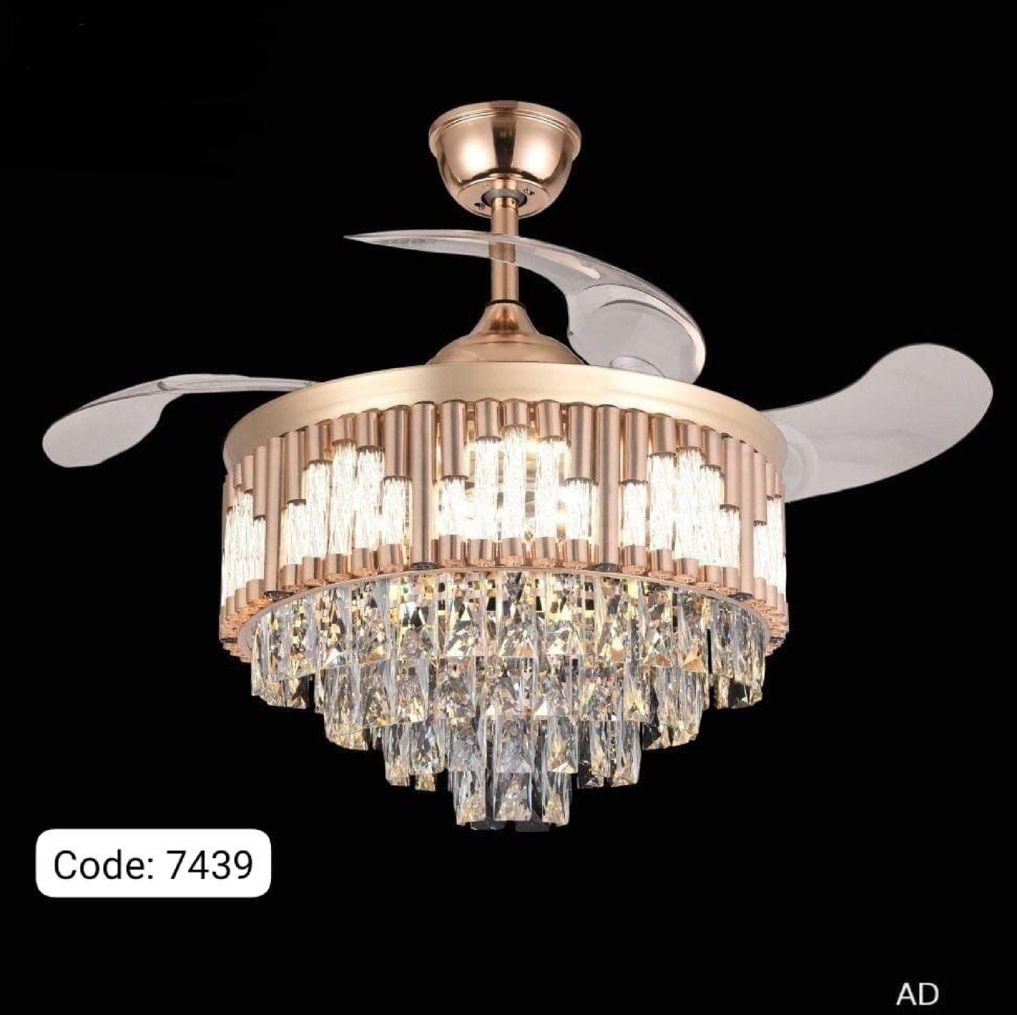 Luxury Ceiling Fan Crystal Chandelier Fandeliers with Gold LED lights (T7439-Crystal) SWASTIK CREATIONS The Trend Point