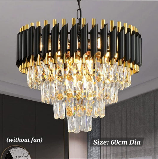 Luxury Ceiling Crystal Chandelier with Gold LED light (without Fan)