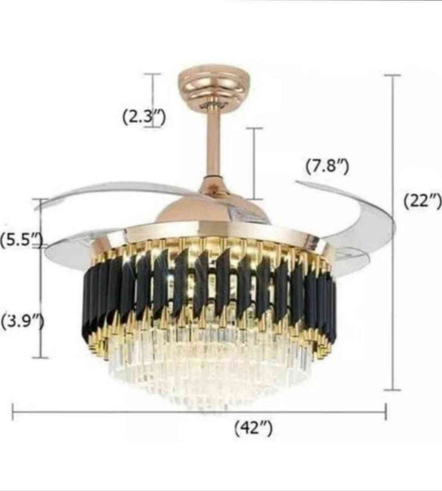 Luxury Ceiling Fan Crystal Chandelier Fandeliers with Gold LED lights (T7456) SWASTIK CREATIONS The Trend Point