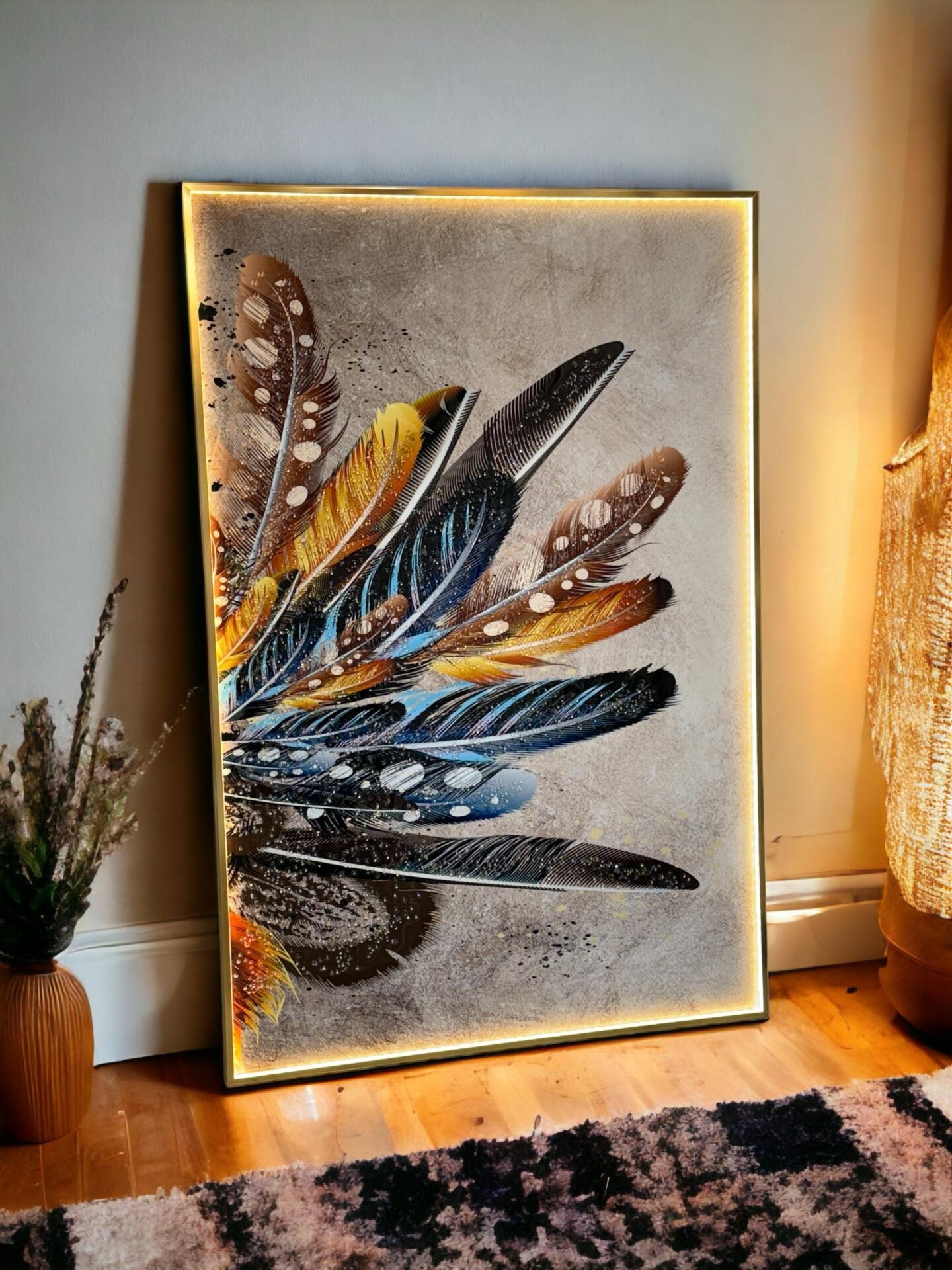 Feather Crystal Porcelain Painting with LED - SWASTIK CREATIONS The Trend Point