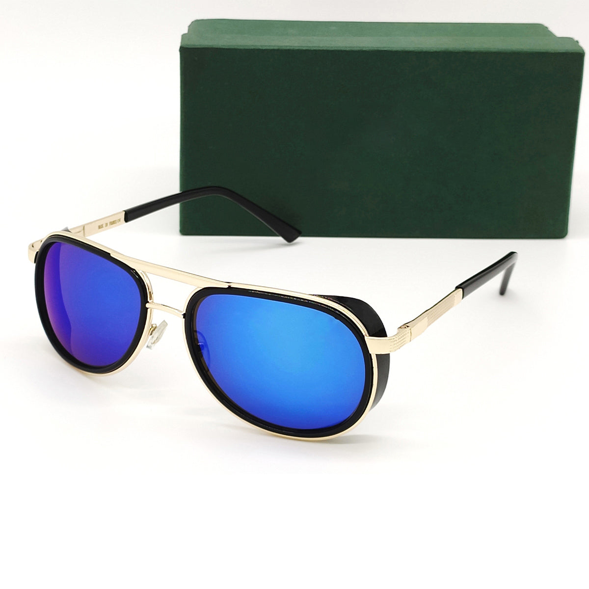 Blue Speciale Oval Sunglasses (SUN-LC-0179-BLU3GLD) - SWASTIK CREATIONS The Trend Point SWASTIK CREATIONS The Trend Point