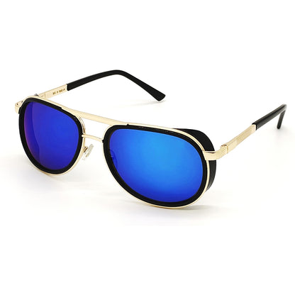 Blue Speciale Oval Sunglasses (SUN-LC-0179-BLU3GLD) - SWASTIK CREATIONS The Trend Point