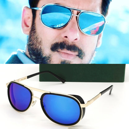 Blue Speciale Oval Sunglasses (SUN-LC-0179-BLU3GLD) - SWASTIK CREATIONS The Trend Point