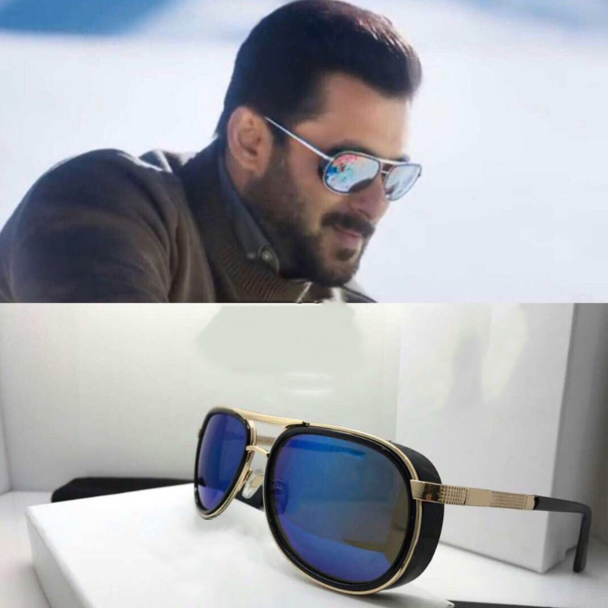 Blue Speciale Oval Sunglasses (SUN-LC-0179-BLU3GLD) - SWASTIK CREATIONS The Trend Point SWASTIK CREATIONS The Trend Point