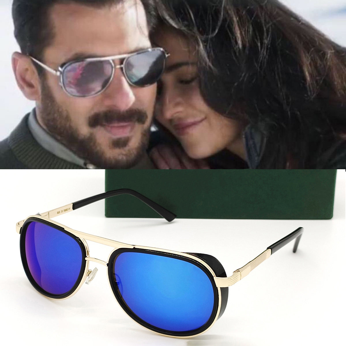 Blue Speciale Oval Sunglasses (SUN-LC-0179-BLU3GLD) - SWASTIK CREATIONS The Trend Point SWASTIK CREATIONS The Trend Point