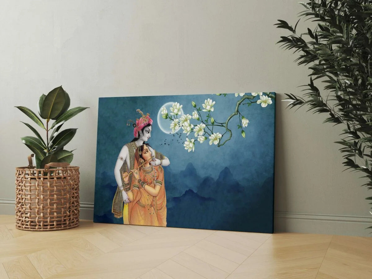 CH-RK-LDP1 Radha Krishna Canvas Paintings For Wall Decoration For Living Room Bedroom Home Office & Hotels SWASTIK CREATIONS The Trend Point