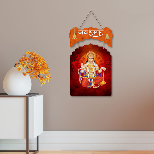 Swastik Trend Point Decorative Wooden Hanuman Ji Wall Hanging || Digitally Printed Wall Hanging Art Decoration Item For Home Pooja Room Decoration Living Room and Office SWASTIK CREATIONS The Trend Point