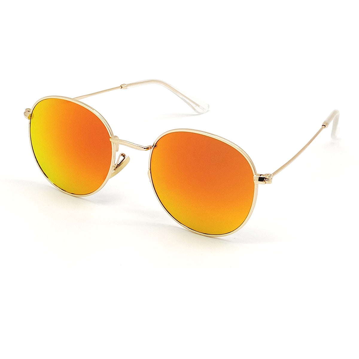 Orange Nubelight Round Sunglasses (SUN-RN-3447-ORG3GLD-M) SWASTIK CREATIONS The Trend Point