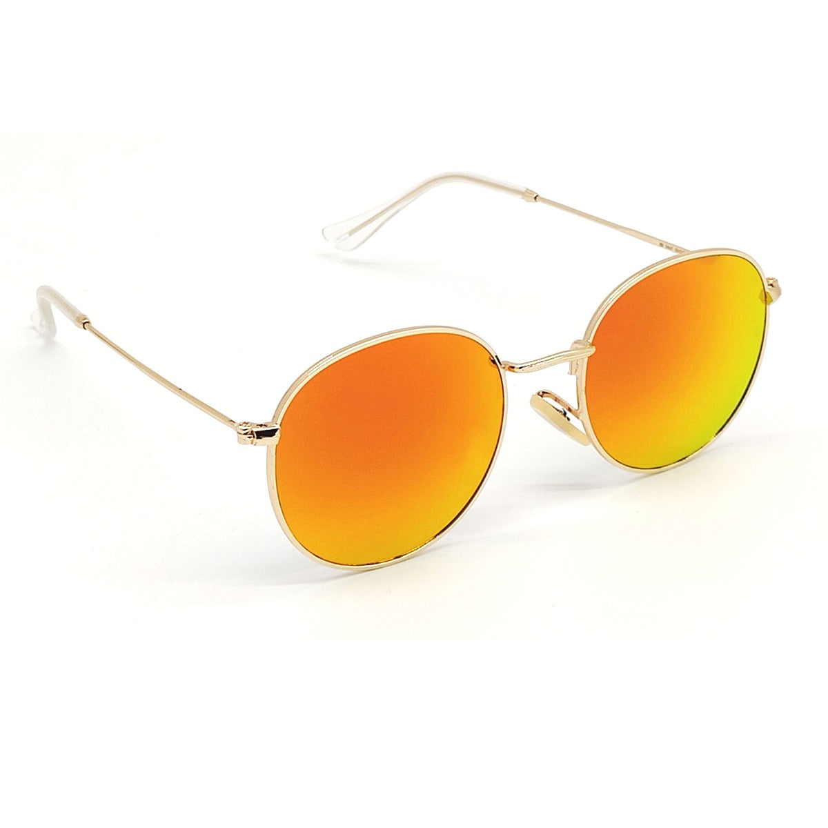 Orange Nubelight Round Sunglasses (SUN-RN-3447-ORG3GLD-M) SWASTIK CREATIONS The Trend Point