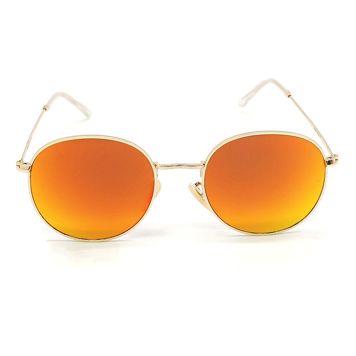 Orange Nubelight Round Sunglasses (SUN-RN-3447-ORG3GLD-M) SWASTIK CREATIONS The Trend Point