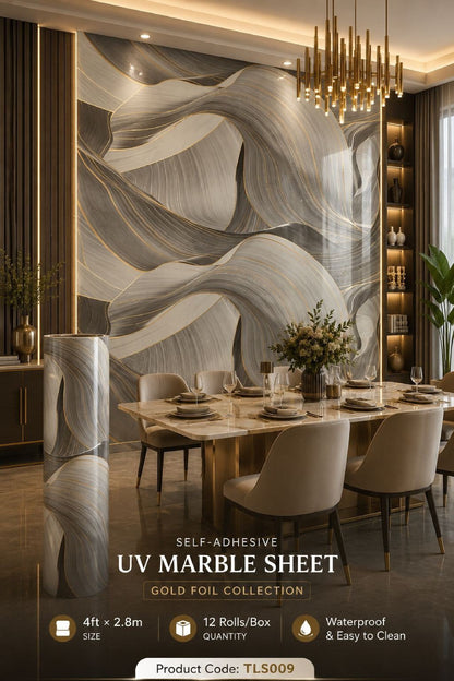 Gold Foil UV Marble Sheets (size 10 x 4 Feet) TLS009