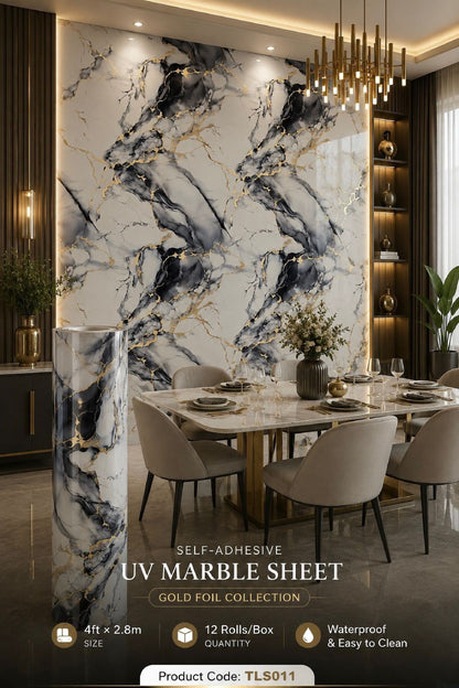 Gold Foil UV Marble Sheets (size 10 x 4 Feet) TLS011