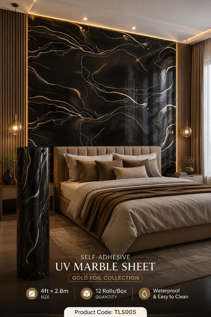 Gold Foil UV Marble Sheets (size 10 x 4 Feet) TLS005