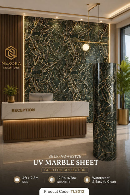 Gold Foil UV Marble Sheets (size 10 x 4 Feet) TLS012