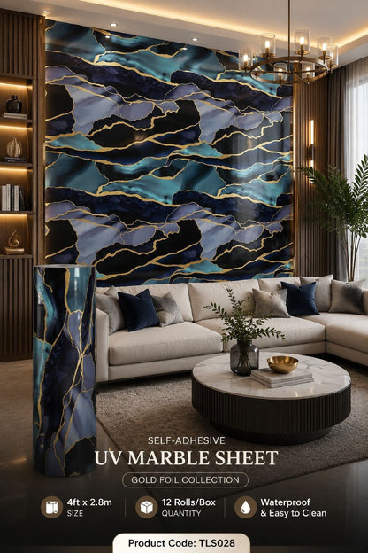 Gold Foil UV Marble Sheets (size 10 x 4 Feet) TLS028