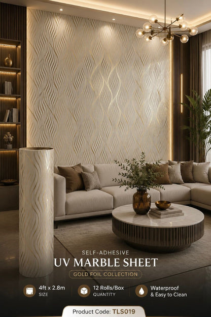 Gold Foil UV Marble Sheets (size 10 x 4 Feet) TLS019