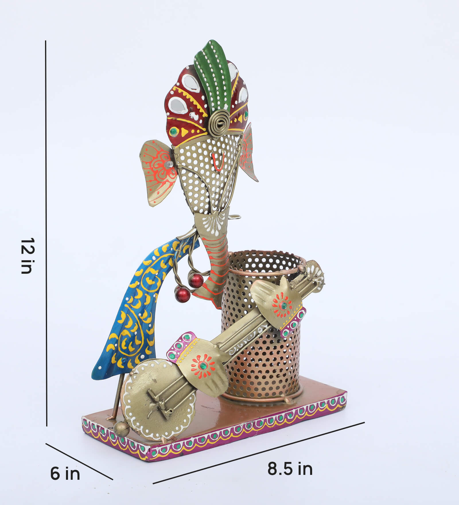 Ganesha Multicolour Metal Pen Holder - SWASTIK CREATIONS The Trend Point