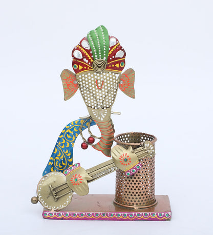 Ganesha Multicolour Metal Pen Holder - SWASTIK CREATIONS The Trend Point