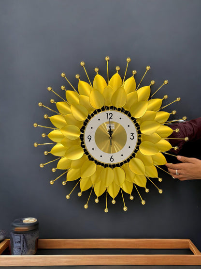 Golden Round Metal Wall Clock Art - SWASTIK CREATIONS The Trend Point