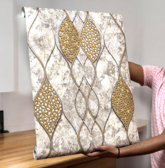 Golden Textured Wallpaper (set of 2) - SWASTIK CREATIONS The Trend Point