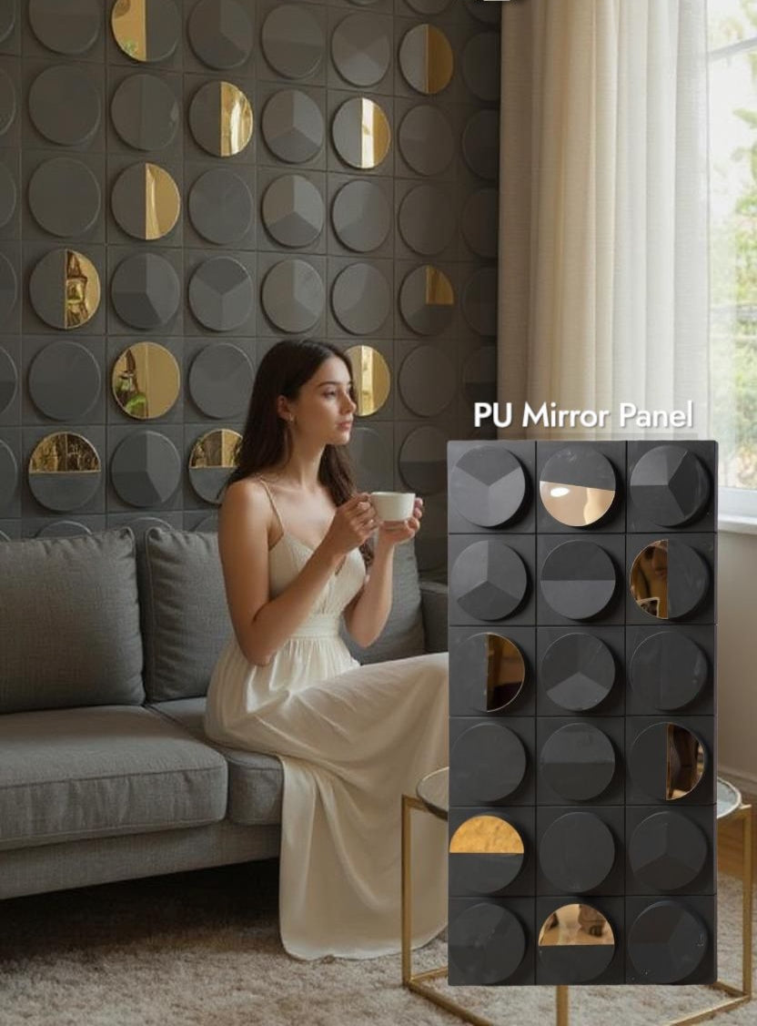 #GrovaStone 112 Mirror – 25mm PU Stone Finish Panels - Size 2x4ft - 5 color options - SWASTIK CREATIONS The Trend Point