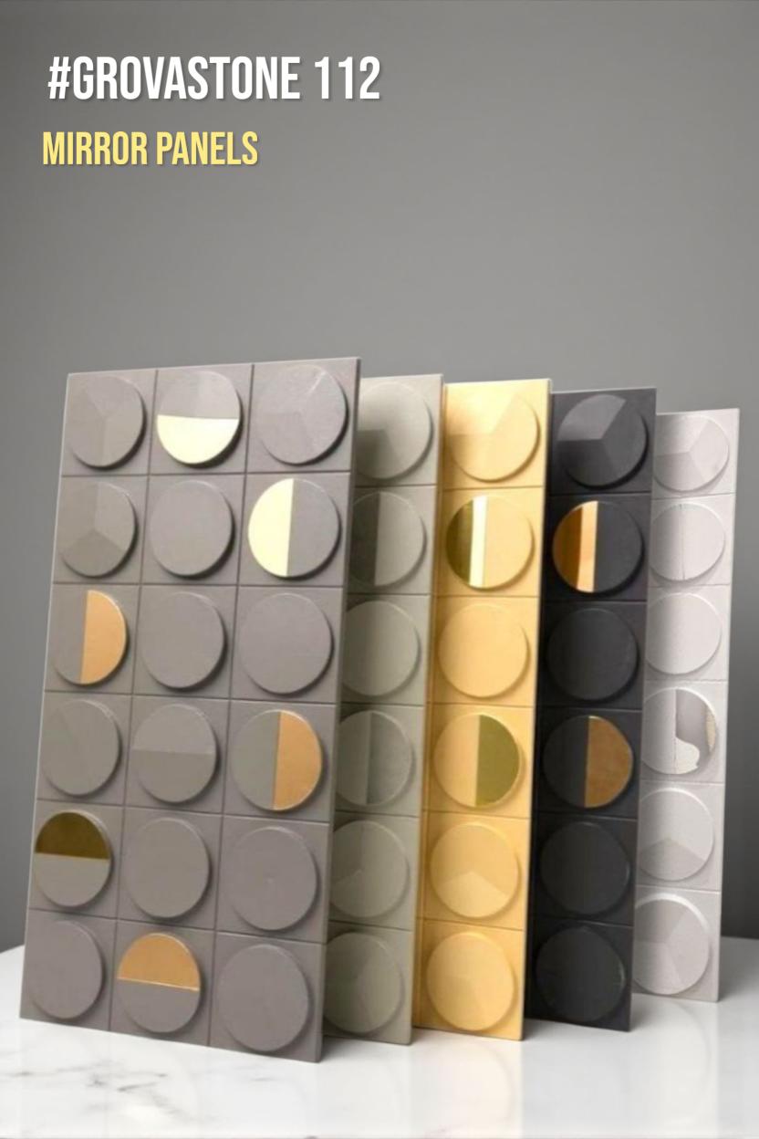 #GrovaStone 112 Mirror – 25mm PU Stone Finish Panels - Size 2x4ft - 5 color options - SWASTIK CREATIONS The Trend Point