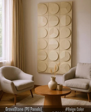 #GrovaStone 112 Without Mirror – 25mm PU Stone Finish Panels - Size 2x4ft - 5 color options - SWASTIK CREATIONS The Trend Point