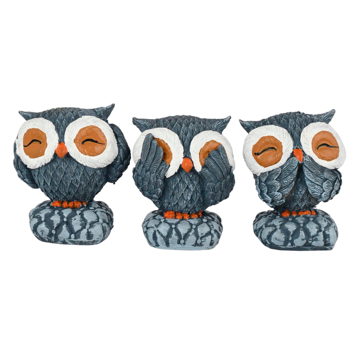 Swastik Trend Point Owl Showpiece/Figurines/Statues for Good Luck | Lucky Charm Owls for Home, Office Decor & Study Desks | showpiece Decorative & Gifting Items (Set of 3 Owl Set) SWASTIK CREATIONS The Trend Point