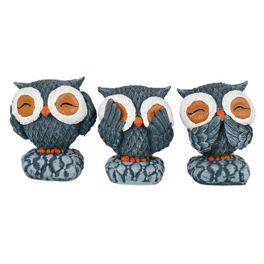 Swastik Trend Point Owl Showpiece/Figurines/Statues for Good Luck | Lucky Charm Owls for Home, Office Decor & Study Desks | showpiece Decorative & Gifting Items (Set of 3 Owl Set)