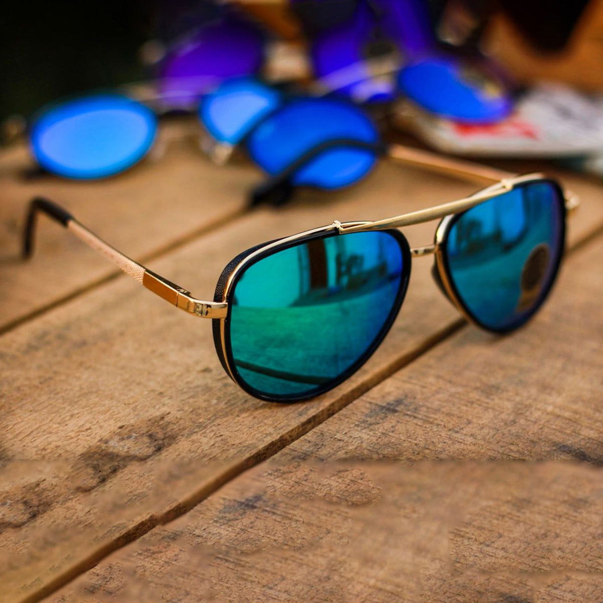 Frogurist 4414 Aviator Sunglasses (SUN-RN-4414-AQB3GLD-M) SWASTIK CREATIONS The Trend Point