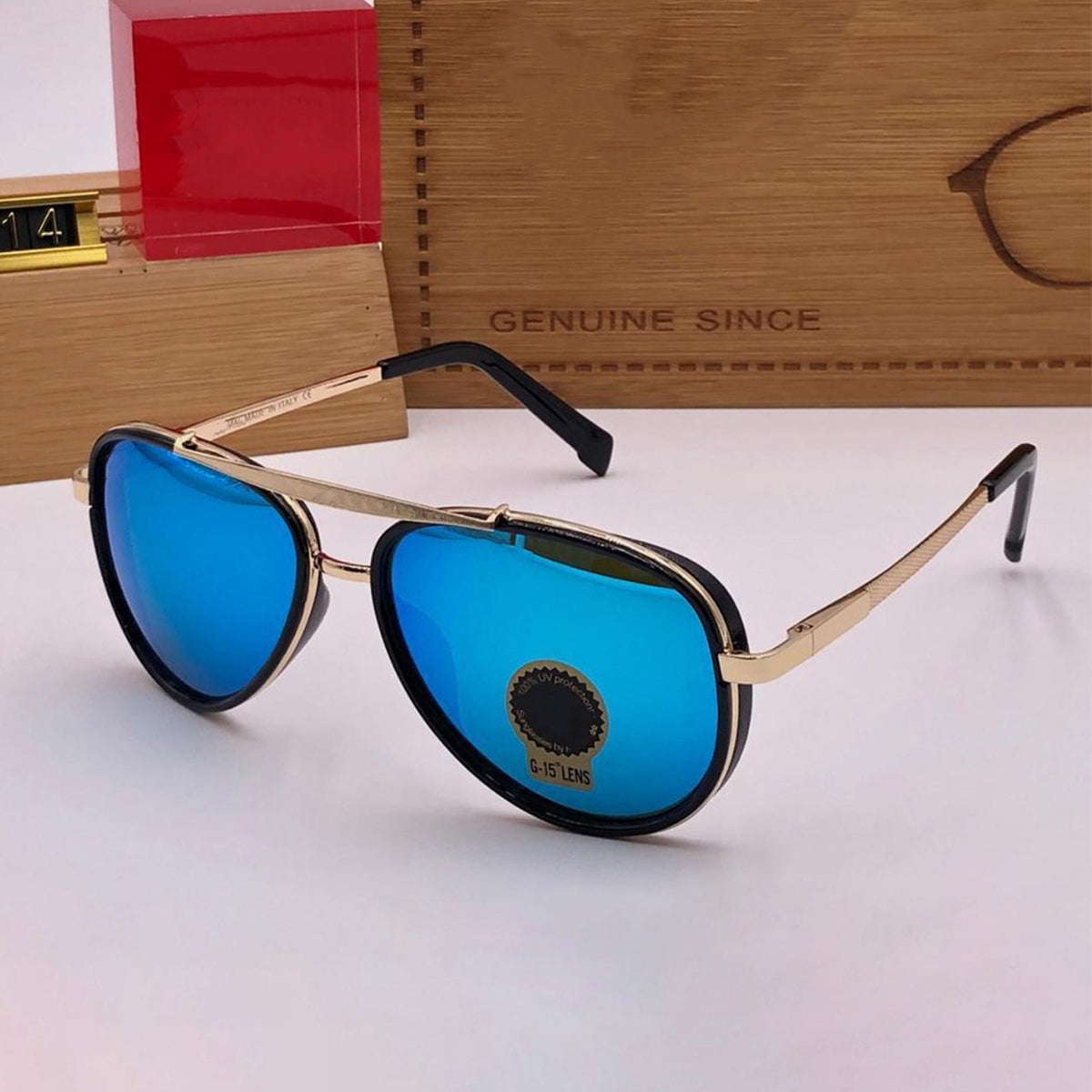 Frogurist 4414 Aviator Sunglasses (SUN-RN-4414-AQB3GLD-M) SWASTIK CREATIONS The Trend Point