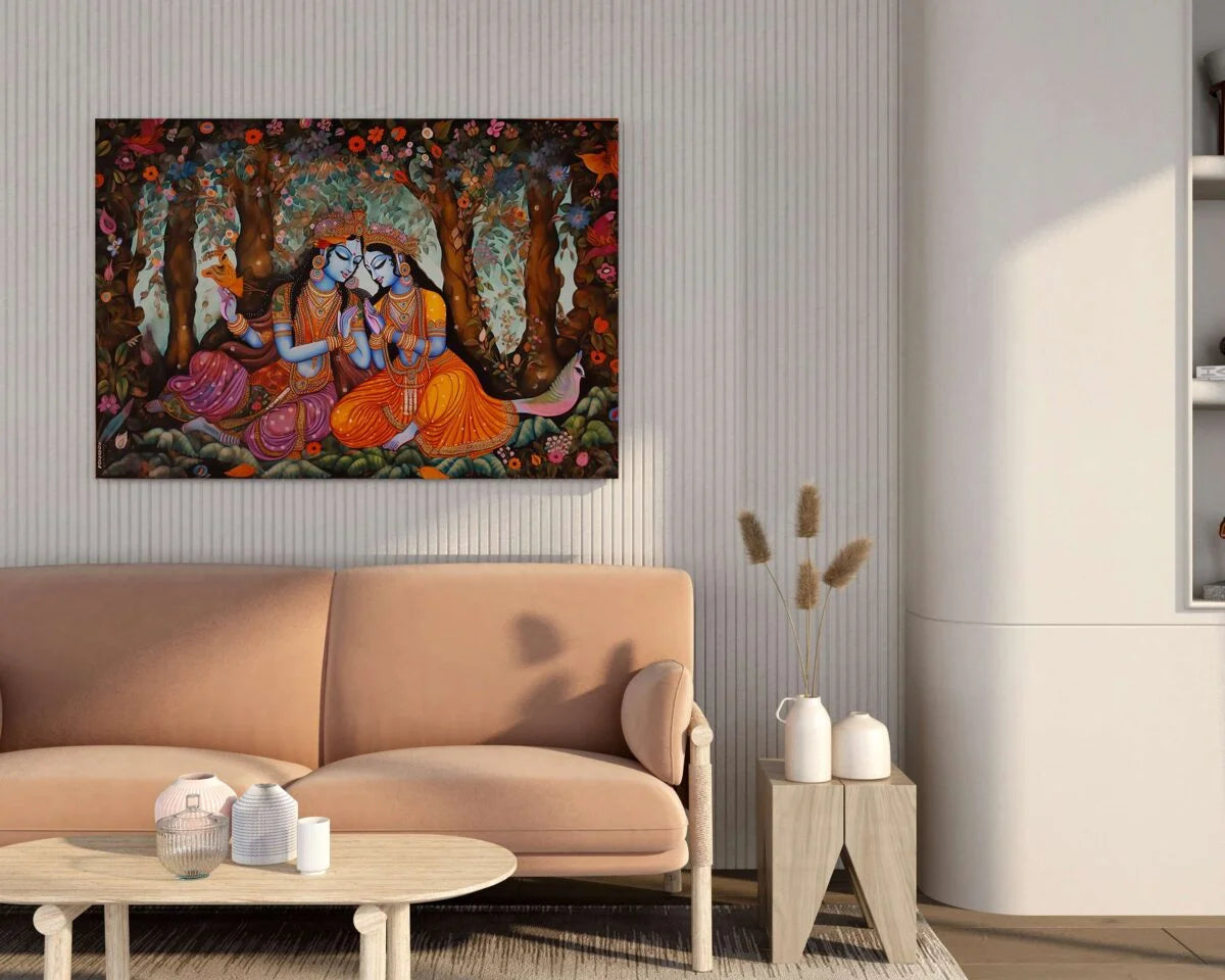 CH-RK-LDP3 Radha Krishna Canvas Paintings For Wall Decoration For Living Room Bedroom Home Office & Hotels SWASTIK CREATIONS The Trend Point