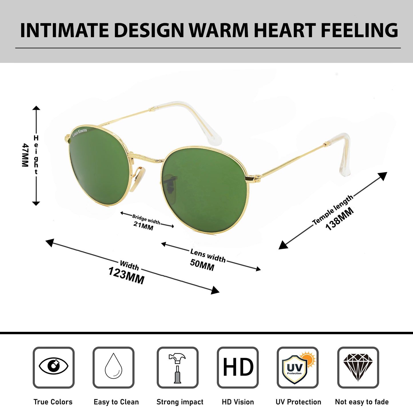 Green Mezage Round Sunglasses (SUN-LK-3447-GRN1GLD-M) SWASTIK CREATIONS The Trend Point