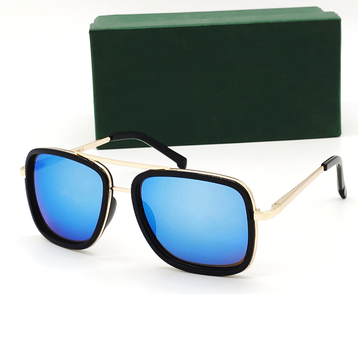 Aqua Blue HUMBLEE Square Sunglasses (SUN-LC-0652-AQB3GLD-LARGE) - SWASTIK CREATIONS The Trend Point SWASTIK CREATIONS The Trend Point