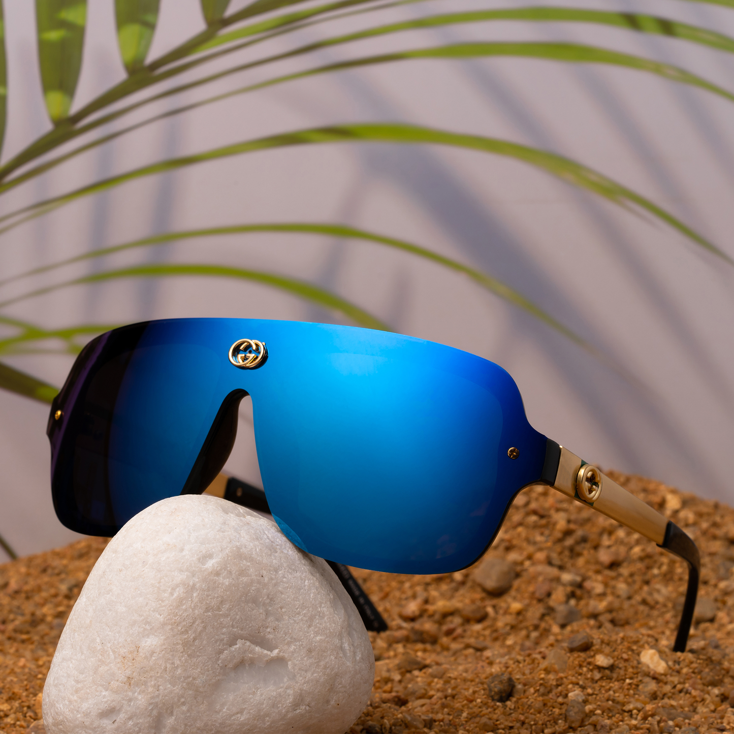 Blue Ezkel Square Sunglasses (SUN-GC-3809-BLU3GLD) - SWASTIK CREATIONS The Trend Point SWASTIK CREATIONS The Trend Point