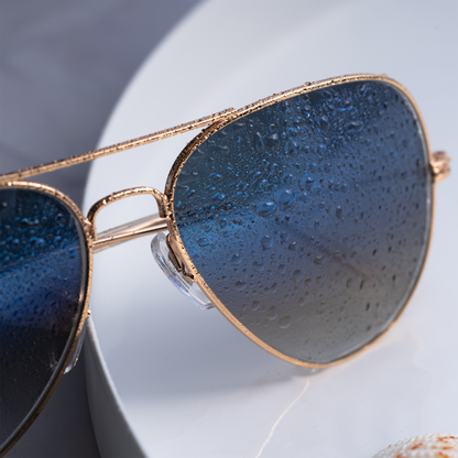 Blue Armstoner Aviator Sunglasses (SUN-LK-3026-BLU2GLD-M) - SWASTIK CREATIONS The Trend Point