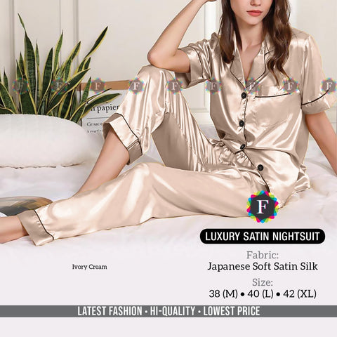 Women's luxury satin nightsuit - SWASTIK CREATIONS The Trend Point